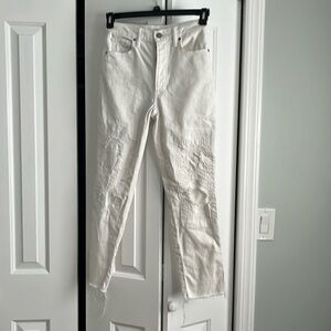 Lucky brand white high-rise mom jeans, distressed